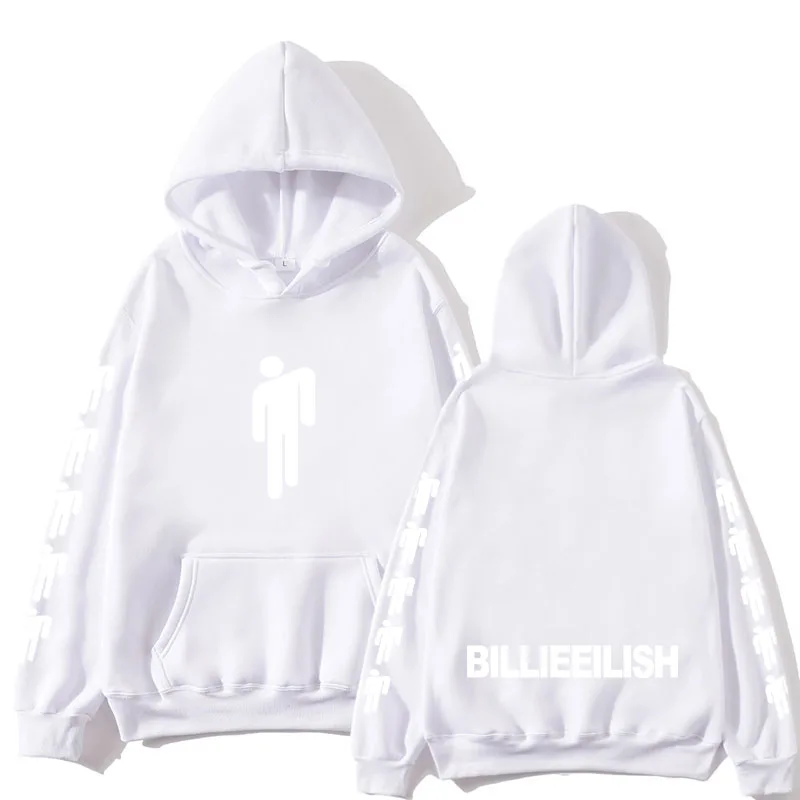 Billie Eilish Mode Gedrukt толстовки Vrouwen/Mannen Lange Mouwen Hoody Горячие koop повседневные Модные уличные толстовки - Цвет: white