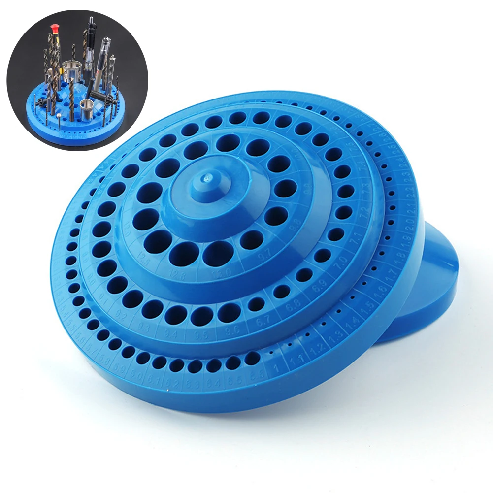 100 Holes Portable Round Shape Plastic Drill Bit Storage Case Drill