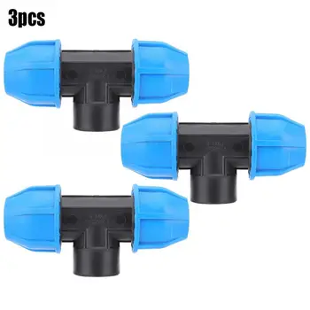 

3Pcs/Set PE Water Pipe Fittings Pipe Connection Tee Connector G3/4in to Double 25mm