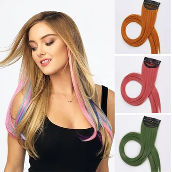 

Color Strip Extension 22 Inch Clip In Hair Extensions Long Straight Ombre Hairstyles 8 Colors Available for Women Headwear XG