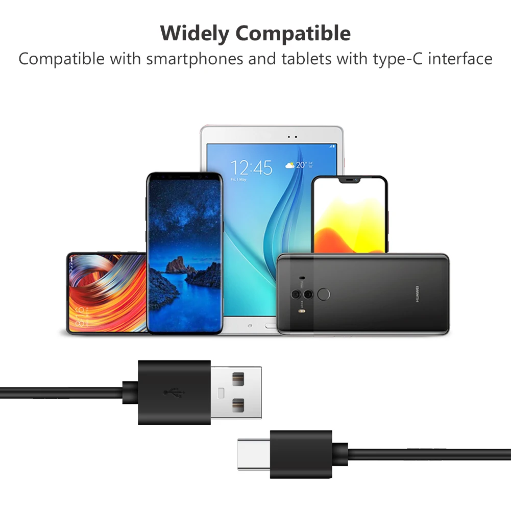 25/100/150/200/300cm Black USB C Type C Data Sync Charger Cable 3A Fast Charging Cord  For Xiomi Redmi Note 7 8 Pro Huawei apple iphone charger cable