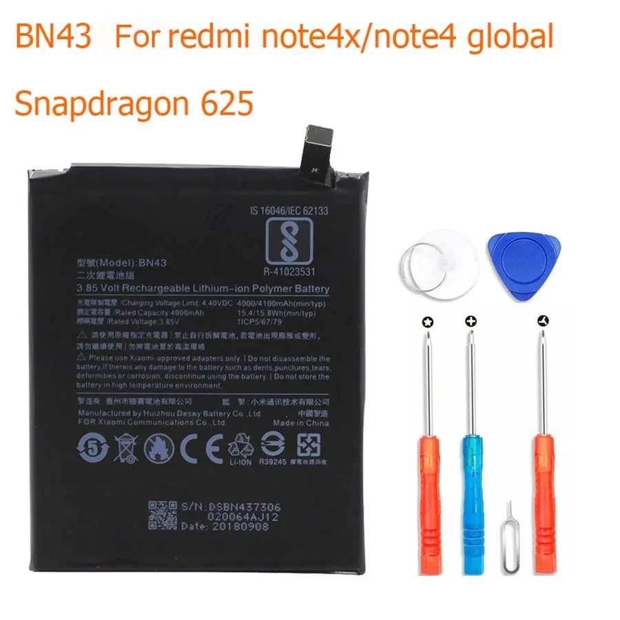 PINZHENG BN41 BN43 BM46 BM47 BM22 Батарея для Xiaomi Redmi Note 4 Note 4X3 Pro 3S 3X 4X Батарея для спортивной камеры Xiao mi 5 M5 mi 5 батерия - Цвет: For redmi note 4x