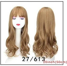  Natural Wave Women Synthetic Hair Light Brown One-piece Hair Extension with Bangs High Temperature Fiber Clip-in Hairpieces 