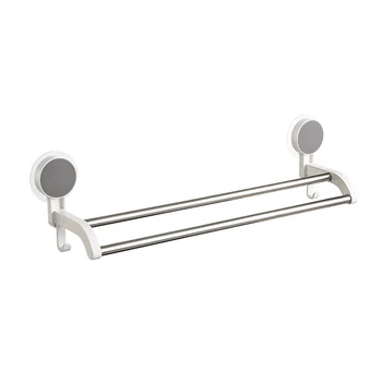 

Home Supplies Practical No Drilling Stainless Steel Self-adhesive Towel Rack Bracket Strong Load Capacity Bathroom Storage