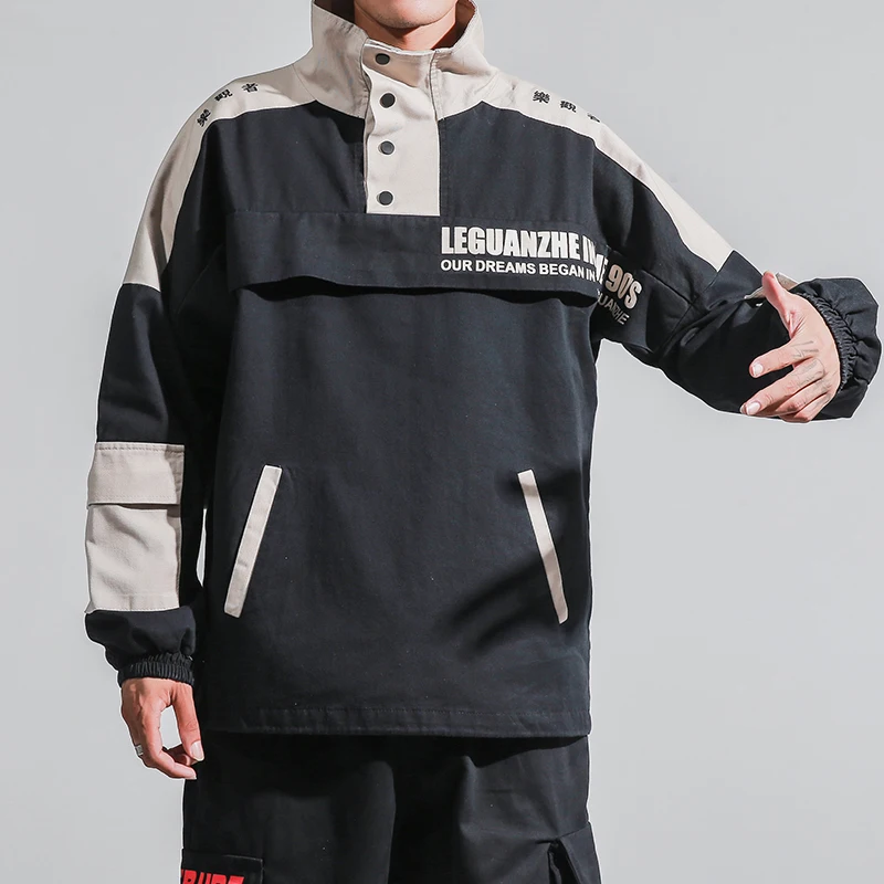 

New men's 2019 spring and autumn thin coat Japanese trend hip hop loose large size student casual street versatile tooling coat