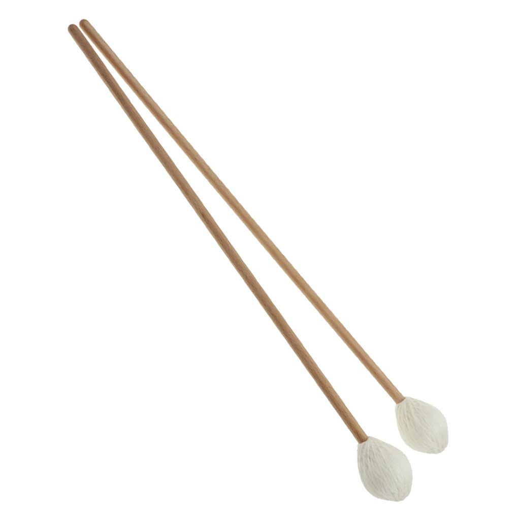 1 пара средней жесткой пряжи клавиатура Marimba Mallets с деревянной ручкой, белый, 16,34 дюйма