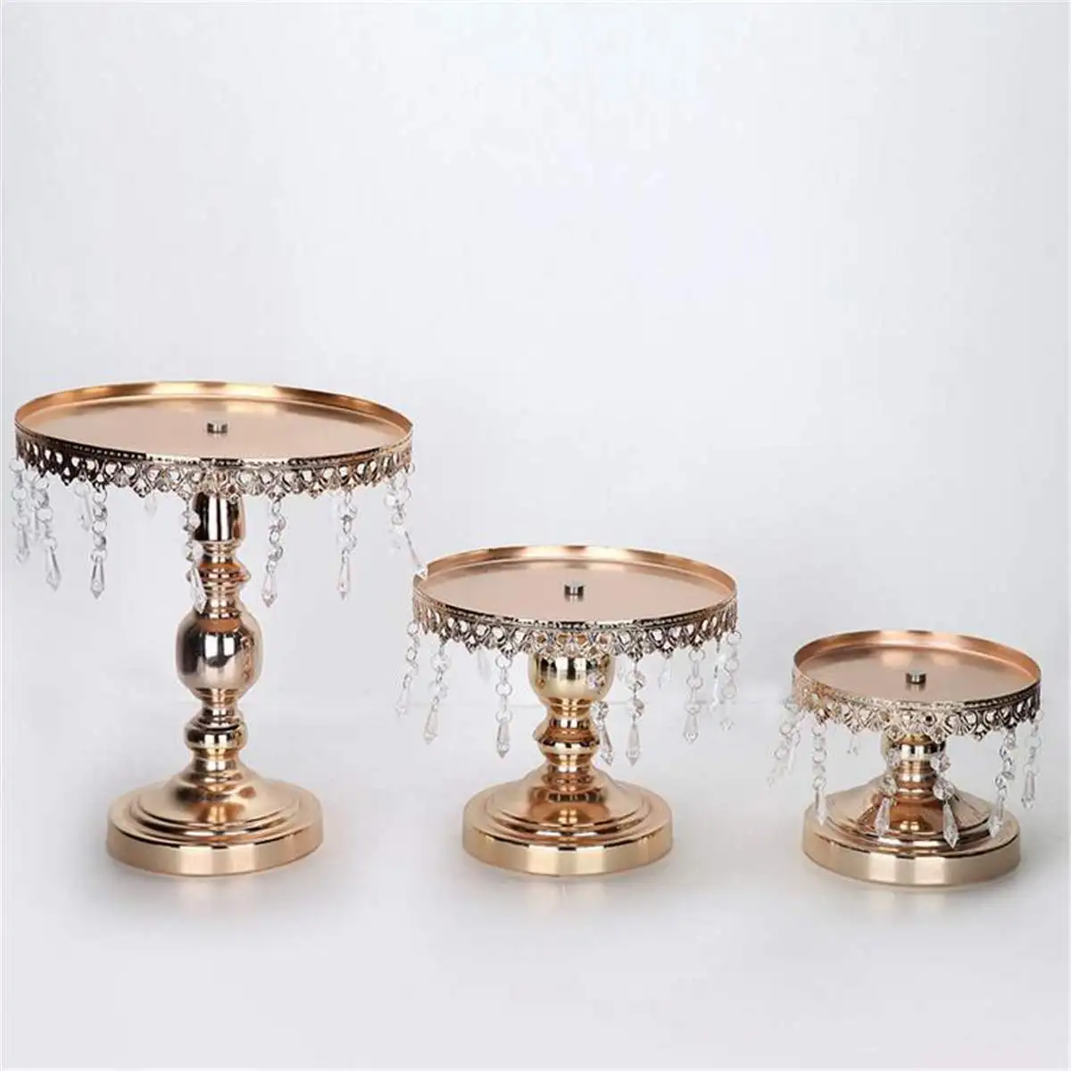 

3PCS/Set Cake Tool Reusable Cake Cookies Display Pan Gold Mirror Surface Wedding Dessert Tray Cake Stand Party Decor