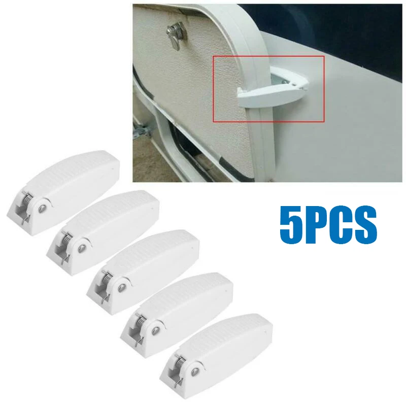 

5x ABS White Door Catch Holder Latch Clamp Set For RV Motorhome Camper Trailer
