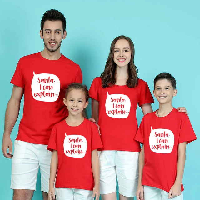 

Santa I Can Explain Christmas Family Matching Clothes Mommy and Me Tshirt Mother Daughter Daddy Son T-shirt Baby Girl Boy TShirt