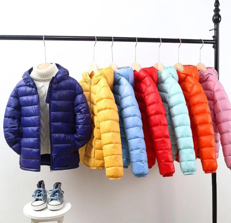 Hot Autumn Winter Hooded Children Down Jackets For Girls Candy Color Warm Kids Down Coats For Boys 3-14 Years Outerwear Clothes