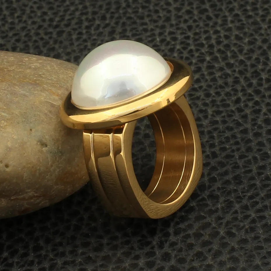 Bijuterii Joyas,, новейшие модные ювелирные изделия, нержавеющая сталь, имитация жемчуга, кольца для женщин, золото, серебро, цвет RBJZABBH