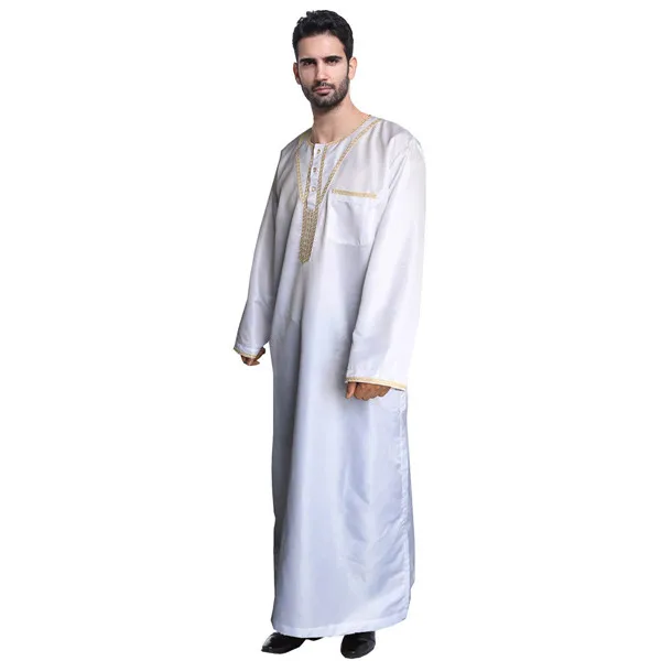 White Jubba Thobe Арабская одежда мужская хлопковая Мужская мусульманская одежда для мужчин мусульманские мужские шапки - Цвет: White Jubba Thobe