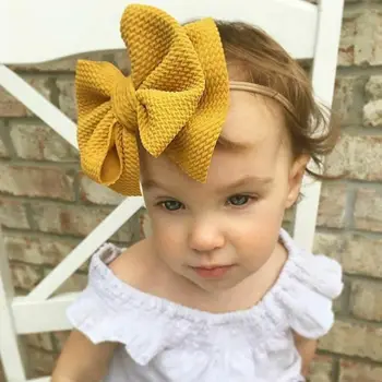 

2020 Baby Accessories Infant Baby Girl Boy Cute Bow Headband Newborn Headwear Headdress Hair Band 2Pcs/Set Big Bowknot Wholesale