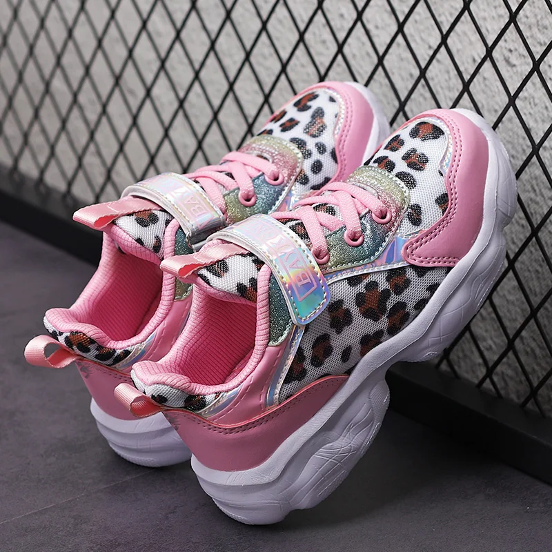 2020 весенние леопардовые кроссовки для девочек детская обувь модные дышащие