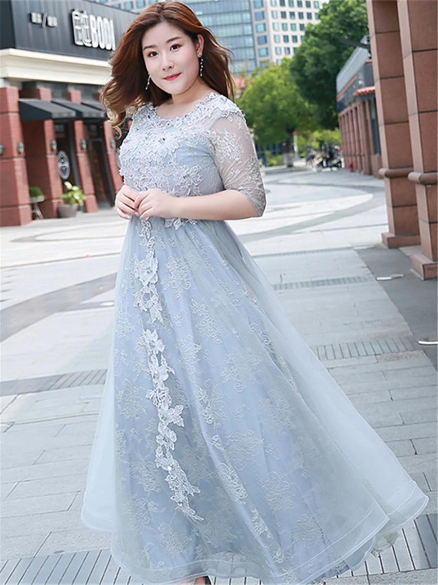Платья с аппликацией для официального приема Кристалл Robe De Soiree размера плюс половина рукава женские вечерние платья Цветы o-образным вырезом вечернее платье T056