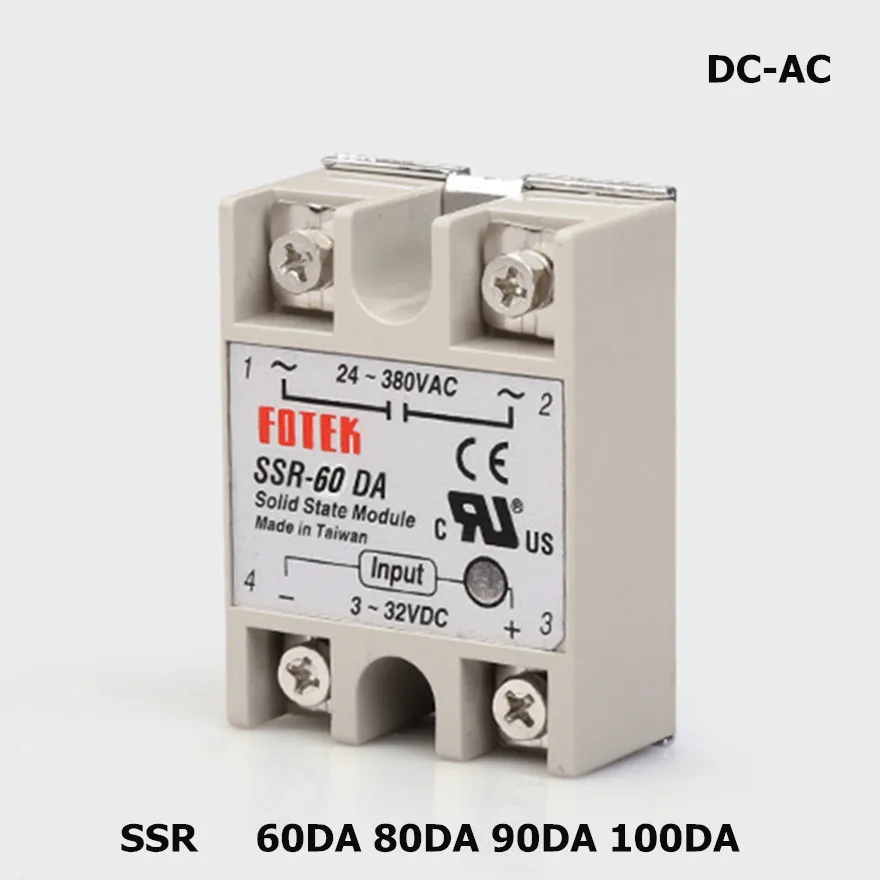 

CHUX Solid State Relay 60a 80a 90a 100a 24-380VAC 3-32VDC DC to AC SSR-60DA SSR-80DA SSR-90DA SSR-1000DA SSR Relays