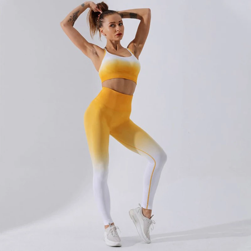 

Women Seamless Gradient High Waist Gym Leggings Quick-Dry Workout Push Up Sports Clothings Female Fitness Ladies Gym Sportswear