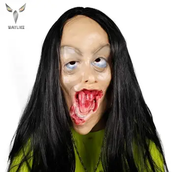 

Waylike Halloween Banshee Scary Latex Mask Masquerade Halloween Mask Long Hair Ghost Scary Mask