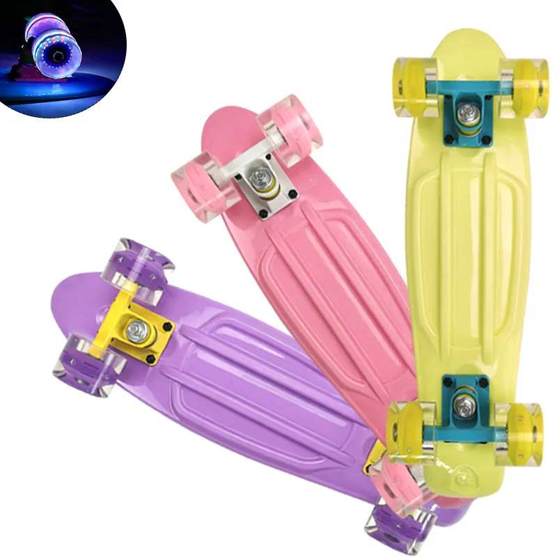 Penny Board Per Bambini, Tavola Lunga, Mini Skateboard, Ruota Flash, Tavola Per Pesci Da Esterno In Plastica, Scooter Giocattolo Sportivo, 22 Pollici