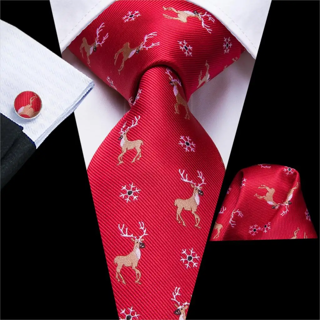 Hi-Tie рождественские галстуки для мужчин шелк Hanky запонки набор подарки для мужчин Цветочные жаккардовые Gravatas мужские галстуки вечерние большие галстуки