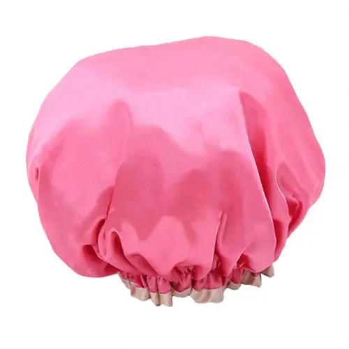 Rose Red Для дома для ванной для душа Женская эластичная многоразовая водонепроницаемая шапочка для душа для купания двухслойная Толстая шапочка для душа - Цвет: Rose Red