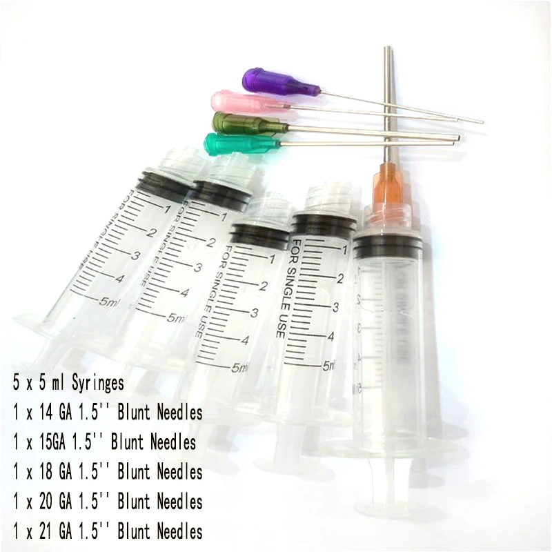 1/5pcs 5/10ml Capacity Syringe Crimp Sealed with Blunt Needle Tips & Caps Transparent Syringes For Industrial Glue Oil Ink Usage Cabinet Locks Hardware