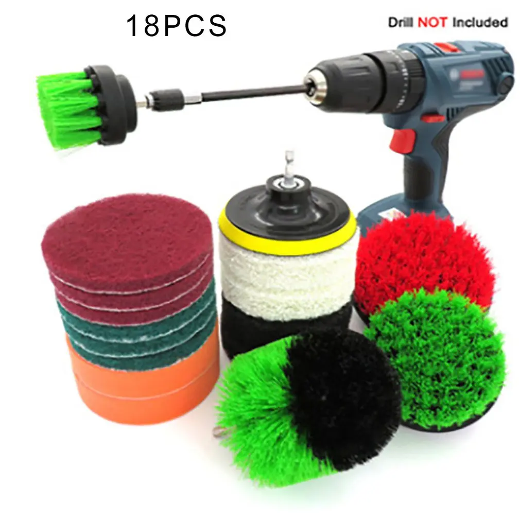 

18pcs Power Scrubber Brush Set for Bathroom Drill Scrubber Brush for Cleaning Cordless Drill Attachment Kit Power Scrub Brush