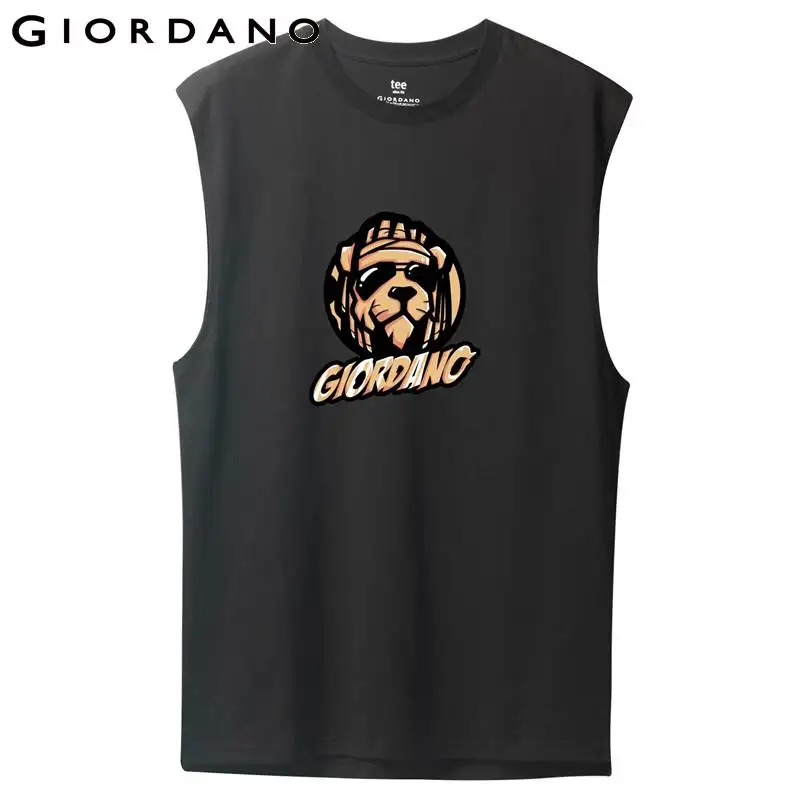 Giordano мужская майка с принтом без рукавов Мужская одежда ребристый Crewneck хлопок Camiseta Sin Manga Hombre 91099501