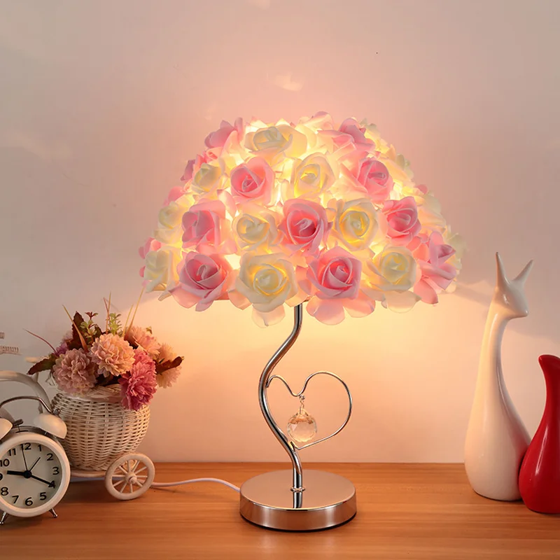 Candeeiro de Mesa Estudo Criativo Rosa Quarto Quente Decoração Lâmpada Cabeceira Presente Casamento Multicolorido Wf916453