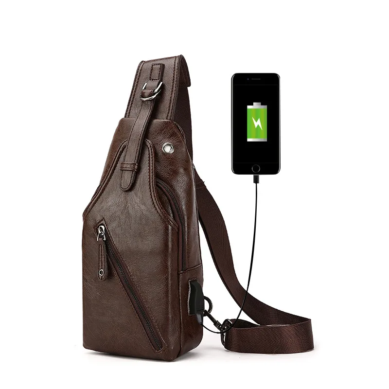 

Men Chest Pack Men's Business Casual Crossbody Bag USB Multi-functional Travel Backpack
