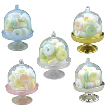 

12x Mini Cake Stand Cupcake box Wedding Party Plastic Candy Box Transparent Silver