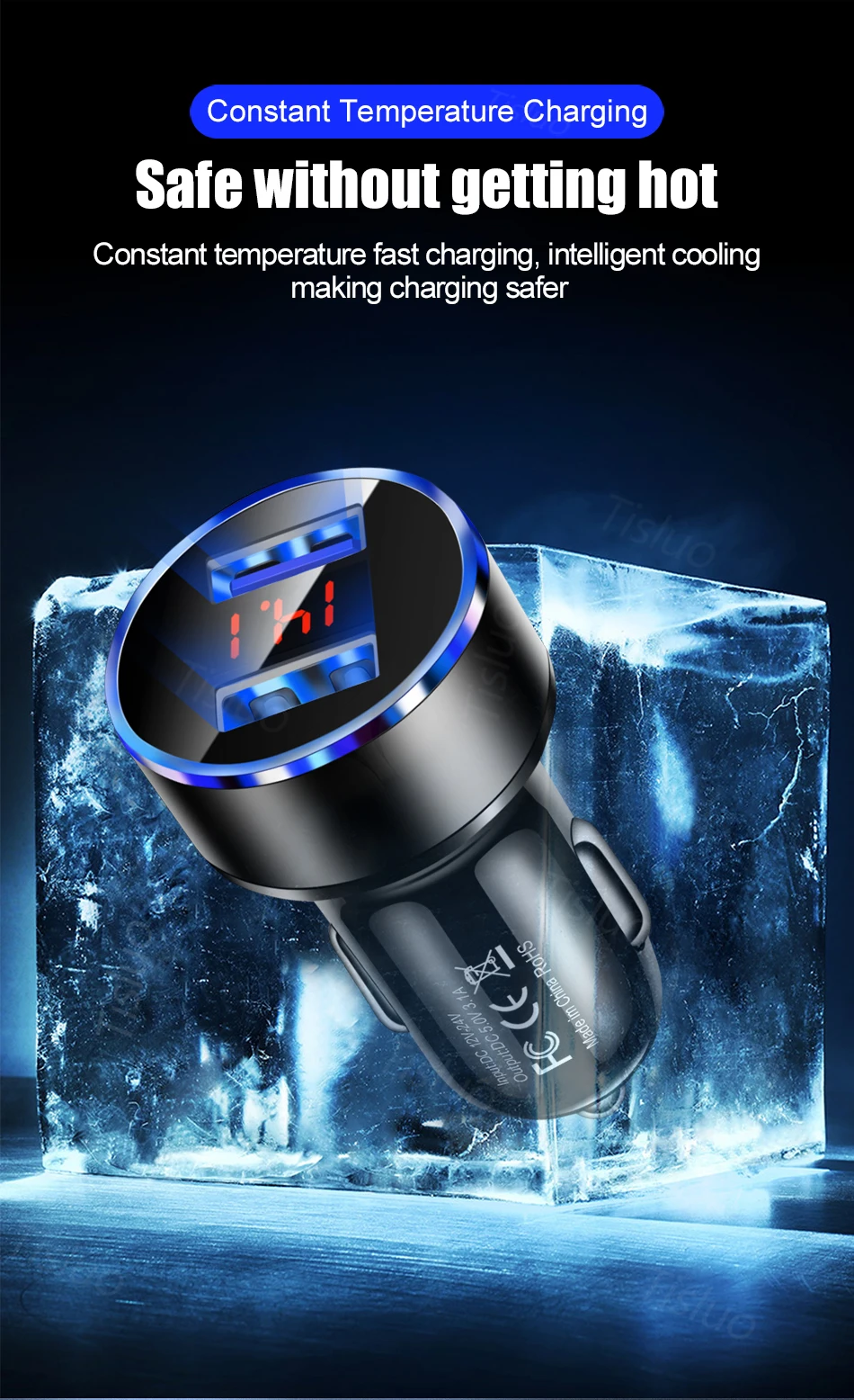 Car Charger 5V 3.1A With LED Display Universal Dual Usb for AUDI S line A4 A3 A6 C5 Q7 Q5 A1 A5 80 TT A8 Q3 A7 R8 RS B6 B7 B8 S3 |