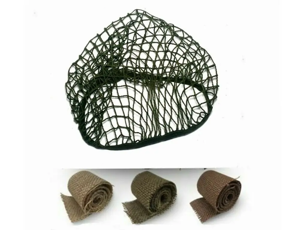 Military helmet netting Ww2 WWII Us Army Infantry Camouflage Helmet Netting And Burlap Camouflage MILITARY War Reenactments