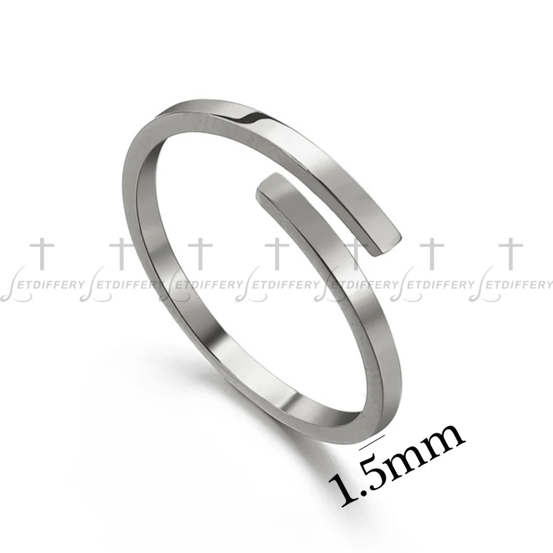 1.5mm Silver Letdiffery, настраиваемое имя, кольцо для женщин, нержавеющая сталь, гравировка даты, именами, персонализированное мужское ювелирное изделие, подарки на годовщину - Цвет основного камня: 1.5mm Silver