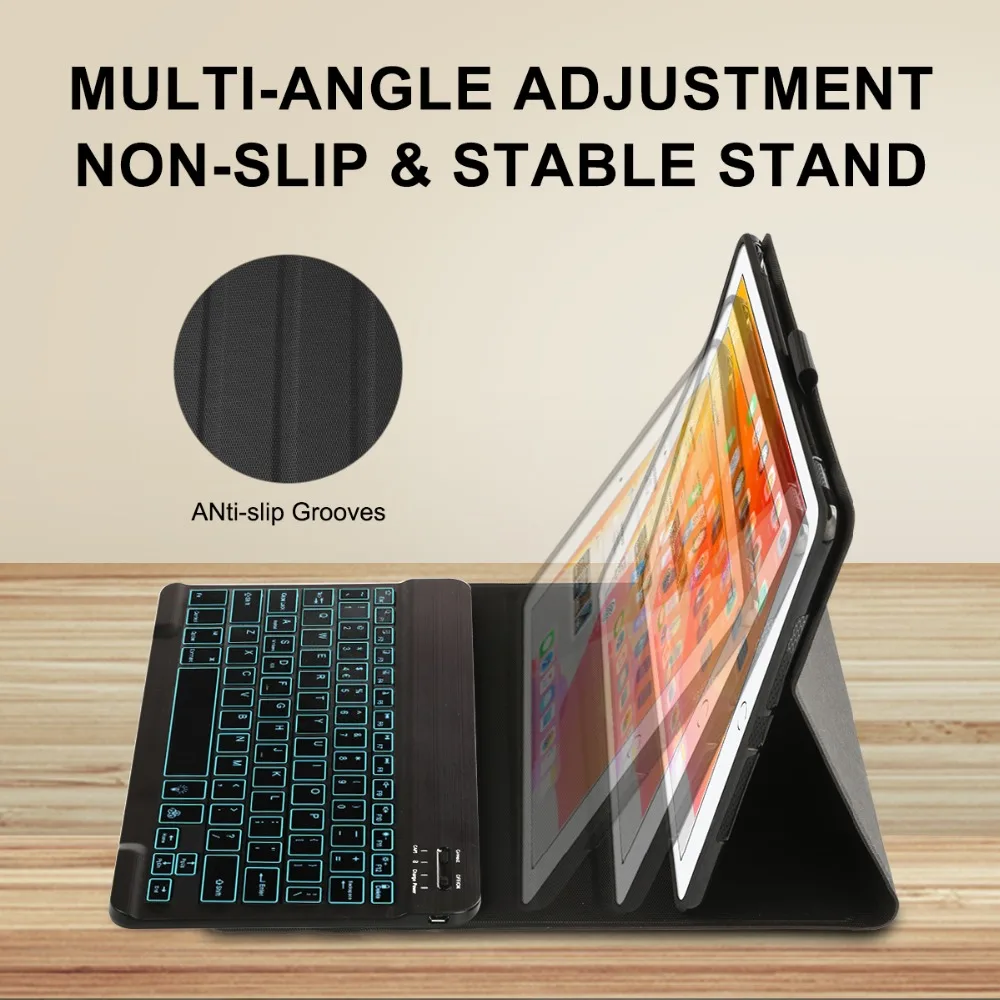 Для новых iPad 10," дюймов 7th Gen Беспроводная Bluetooth клавиатура с подсветкой чехол QWERTY AZERTY для iPad Air 3 для iPad Pro 10,5"