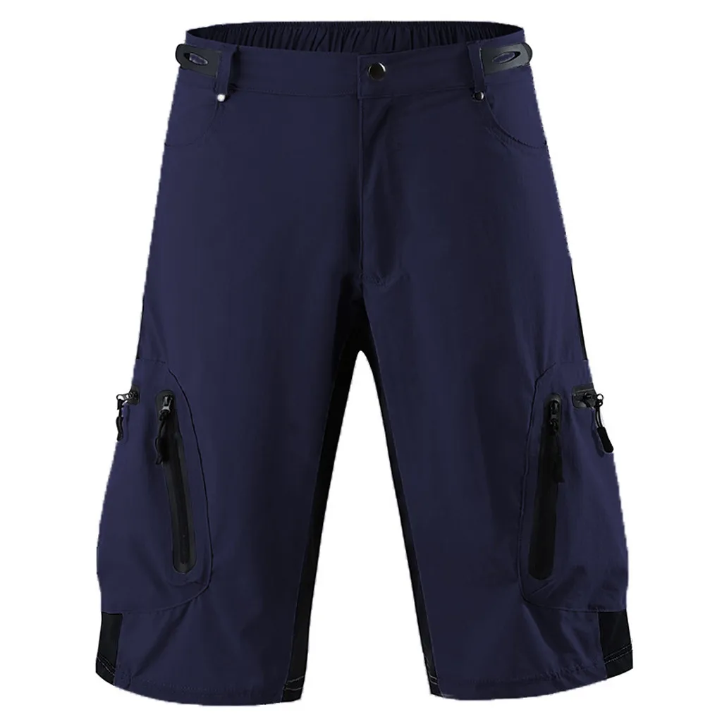 Men's Sport Pure Color Pant Bandage Casual Loose Sweatpants Drawstring Multi-pocket Streetwear Sweatpants Trousers#45 - Цвет: Navy