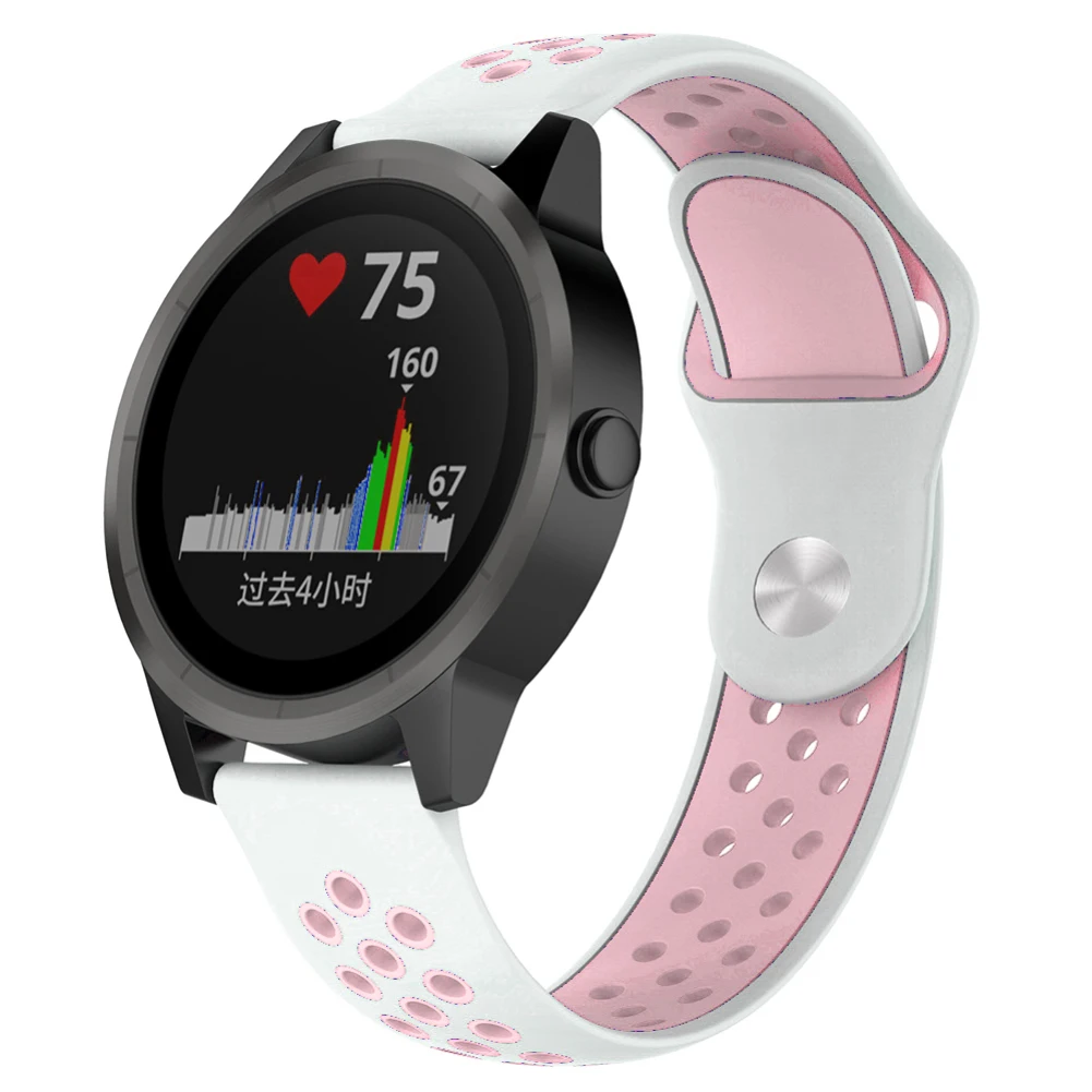Для Garmin Vivoactive3 HR Music Forerunner245M двухцветный резиновый ремешок 20 мм ремешок для наручных часов Smartwatch аксессуары