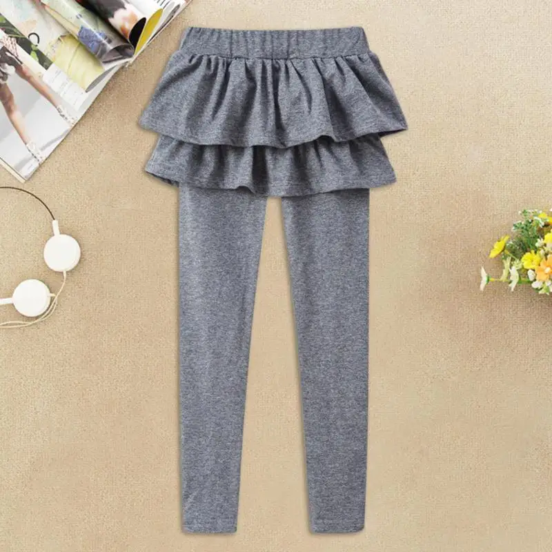 Детские брюки-кюлоты из двух частей; хлопковые однотонные теплые леггинсы; От 2 до 10 лет; детские весенние мягкие безопасные хлопковые длинные штаны для девочек