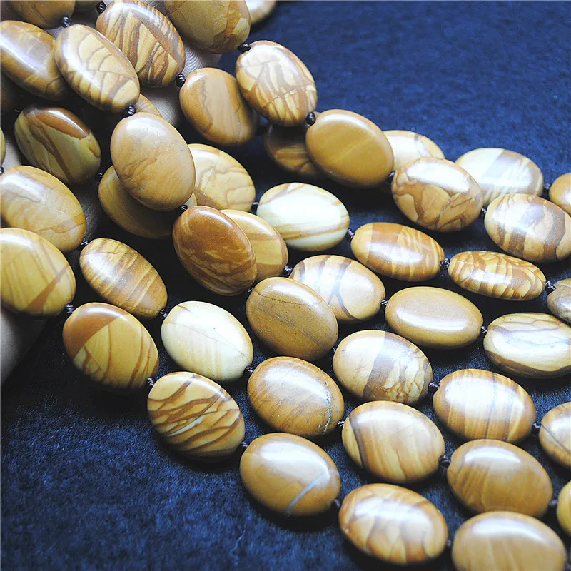 

20PCS Nature Wooden Jasper Stone Loose DIY Beads 15.5' inches Length 15X20MM Jewelry Accessories And Findings For Women Necklace