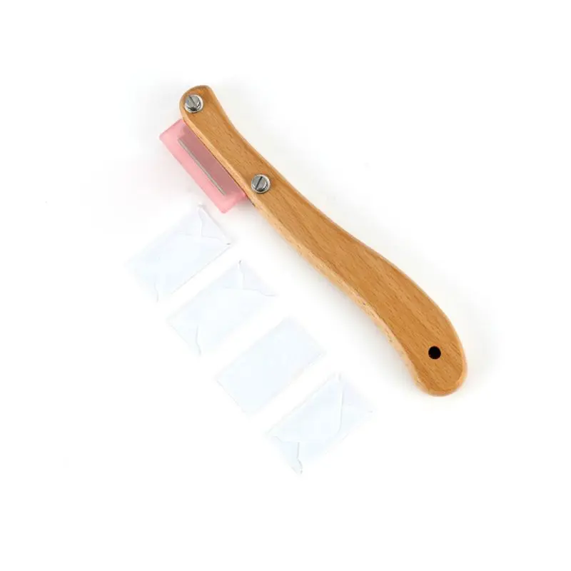 

European Bread Arc Curved Knife Wood Handle Baguette Cutting French Toast Cutter with 4 Blades Western Style Bakery Tools
