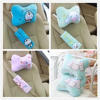 

Candice guo! cute plush toy cartoon Cinnamoroll melody Doraemon soft car headset pillow belt cover birthday Christmas gift 1pair
