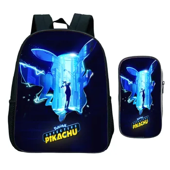 

2Pcs/Sets Pokemon Detective Pikachu Backpack Kids Primary School Bags for Girls Boys Toddler Gift Backpack Kindergarten Mochila