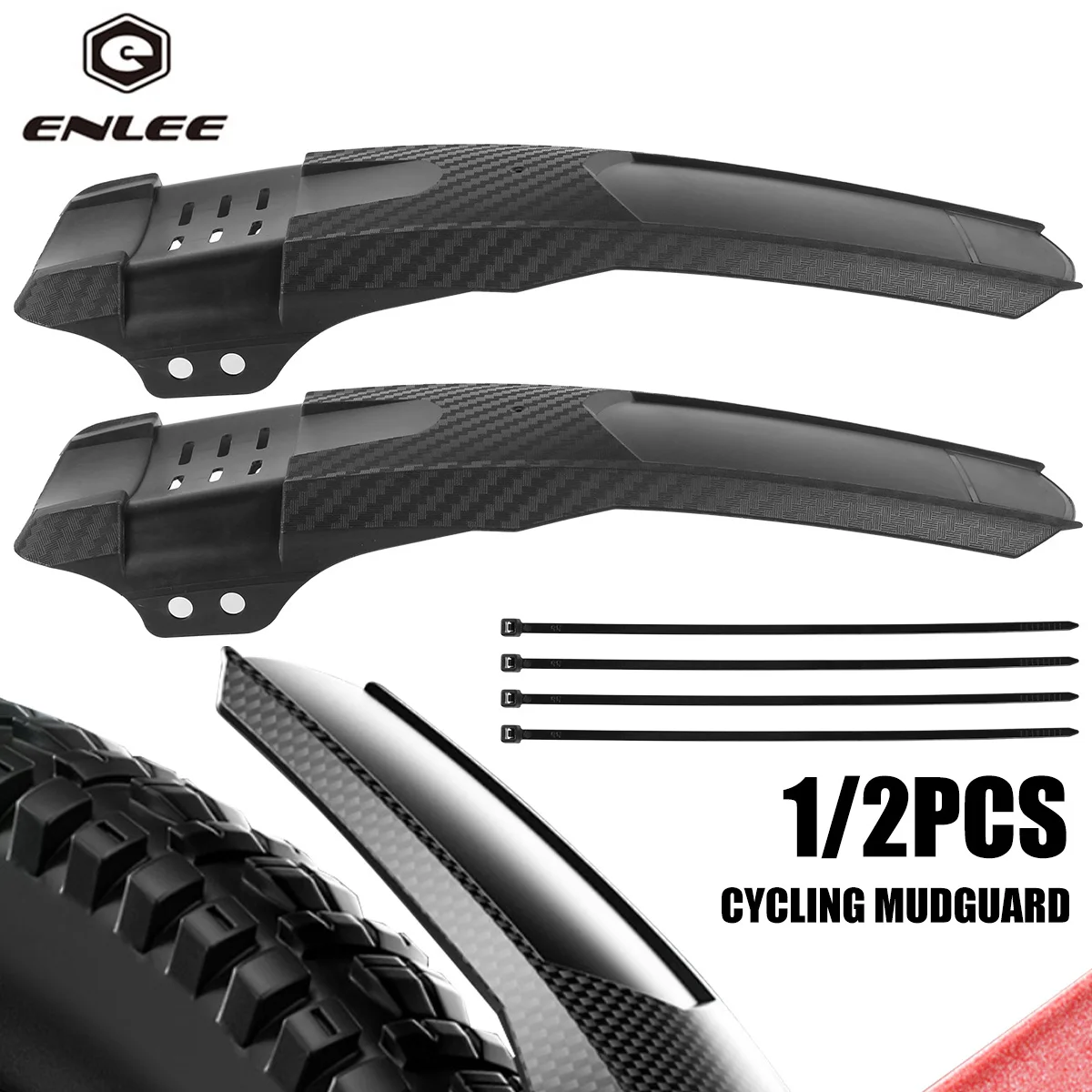 1/2 PCS Bicycle Fender Carbon Fiber Front/Rear Wheel Universal Mudguard MTB Bike Wings Mud Flaps