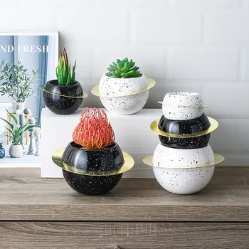 

Plant Pot Flower Pot Succulents Vase Wandering Nordic Ceramic Iron Art Flower Pot Creative Planet Round Vase Succulent Plant