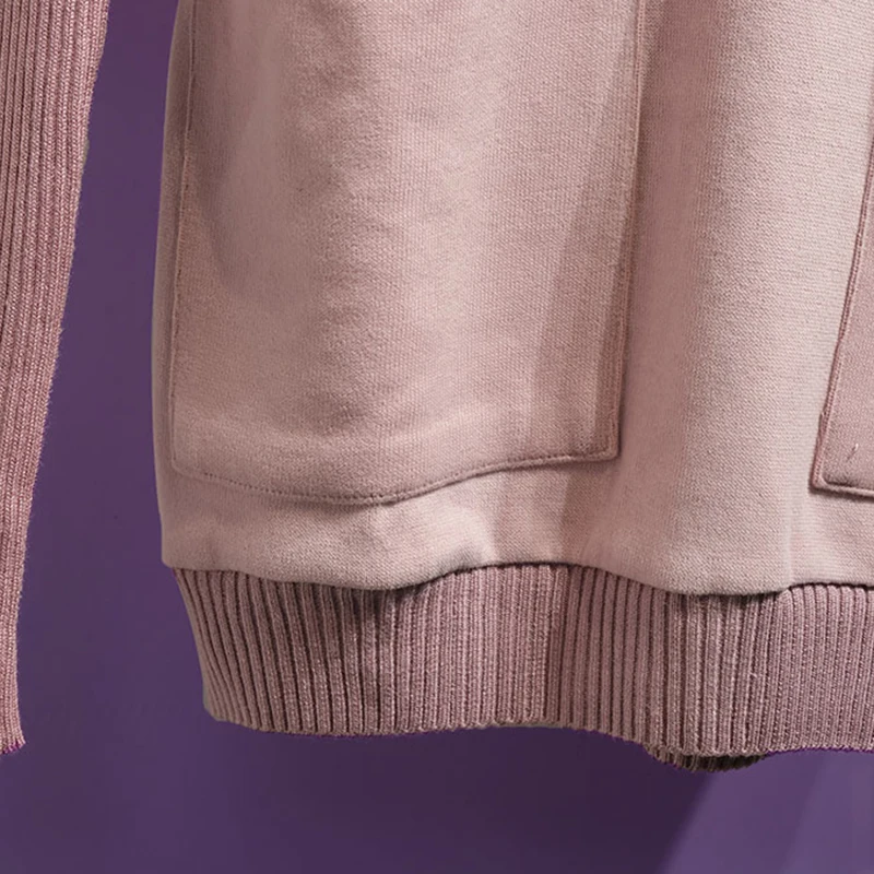 4XL Свободные Лоскутные вязаные Ложные два предмета плюс размер толстовки осень уличная Повседневная Толстовка с капюшоном для женщин
