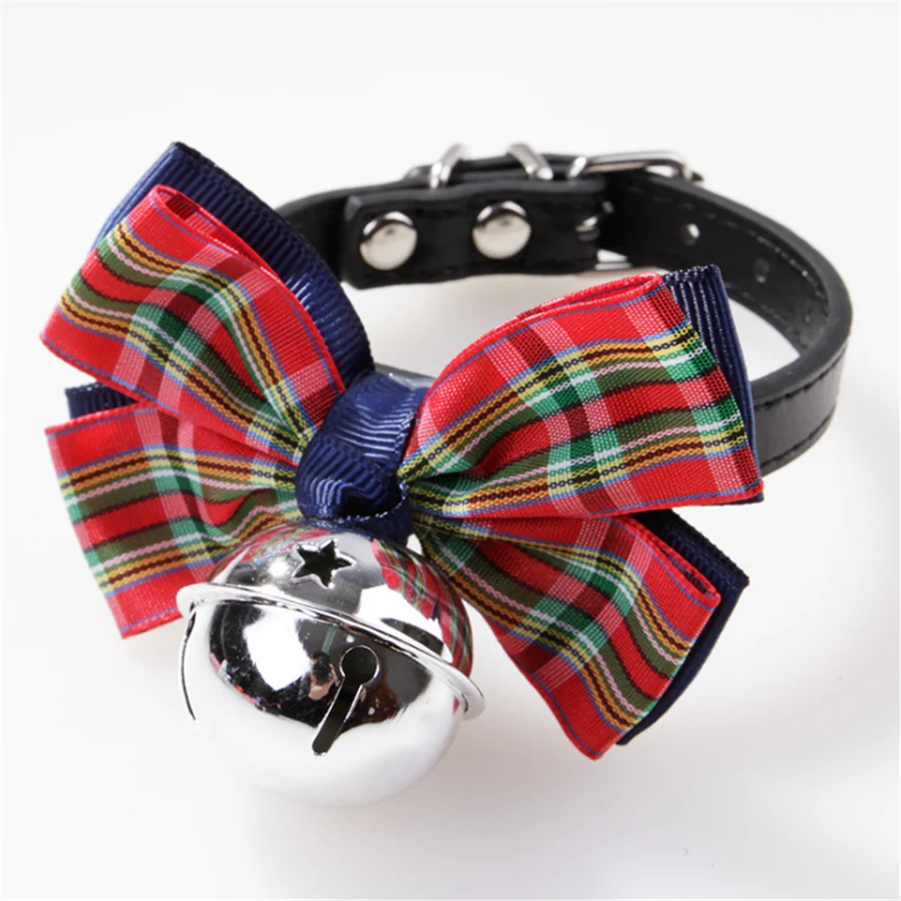 Pet Dogs Collars Retractable Puppy Collars With Bell Christmas Gift Cat Collar Breakaway Double Layer Bowknots Collars