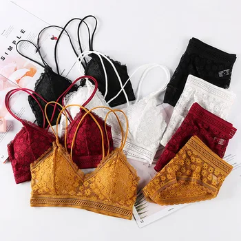 

Sexy Women's Underwear Set Beauty Back Transparent Lace Push-up Bra and Panty Sets Female Brassiere Embroidery Lingerie Set