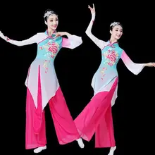 Древний китайский костюм взрослый классический молодой сценический костюм веер танец молодой шифон элегантный осенний