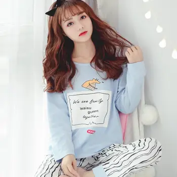 

Women Pajamas Sets Simple Spring Autumn New Elegant Long Sleeve Soft Breathable Womens Sleepwear Casual Homewear Female Pyjamas