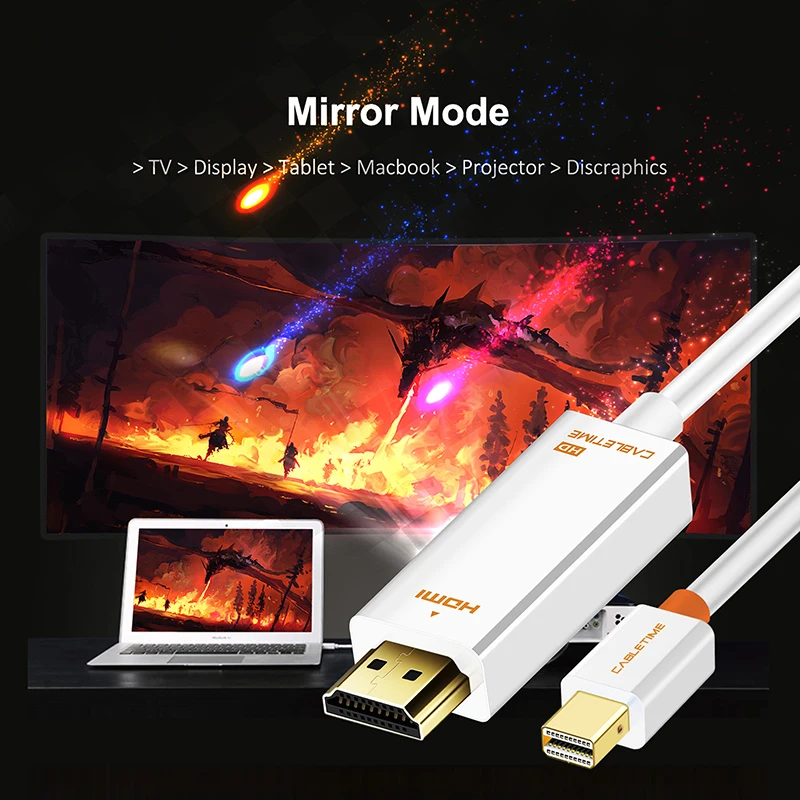 CABLETIME Новое поступление Thunderbolt Mini DisplayPort dp адаптер DP к HDMI dp кабель для 1080P ТВ компьютер MacBook C055